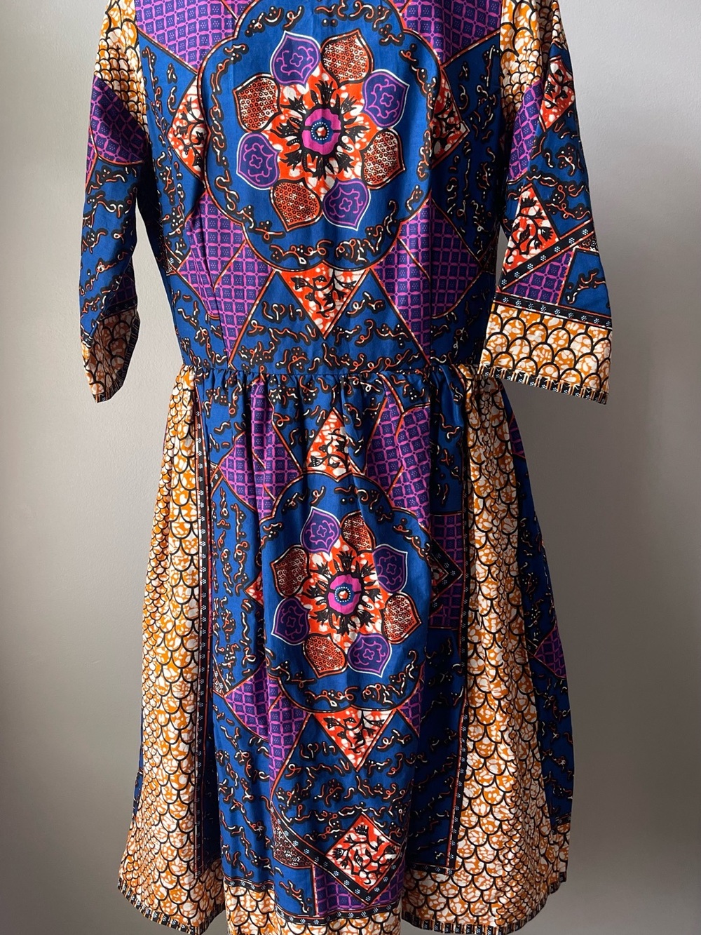 Blue Multicolor Printed Fit & Flare Dress